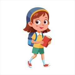 Children back to school Silhouette Vector with White background