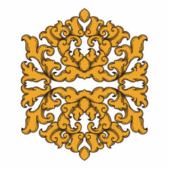 Isolated ornamental design. Ornamental elements for your designs. Floral carving decoration for postcards, invitations, social media or wedding.