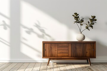 a wooden cabinet with a clock on top of it
