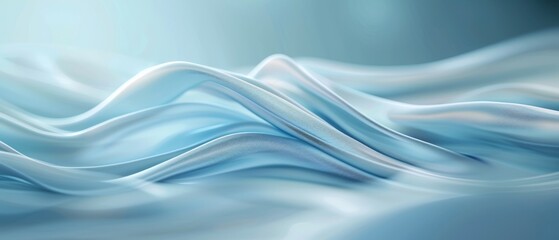 Obraz premium Soft abstract waves in pastel blue hues, creating a tranquil and fluid motion. Perfect for backgrounds, presentations, or calming visuals.