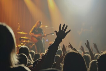 Caught up in the vibe. A huge group of fans screaming at a rock concert. ai generated