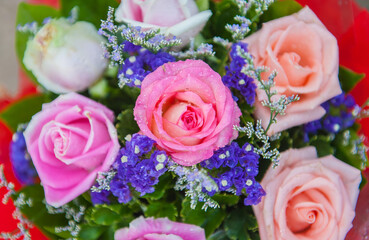 Bouquets of flowers are given as gifts on various occasions.
