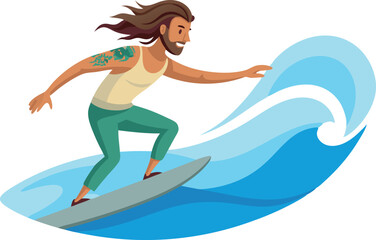 Man surfing on a powerful ocean wave