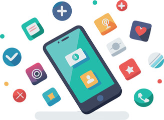 Fototapeta premium Various social media icons in a digital space