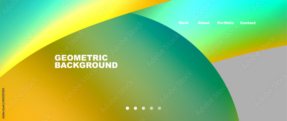 Poster Bright multicolored geometric abstract shapes. Minimal trendy simplicity concept. Modern overlapping forms