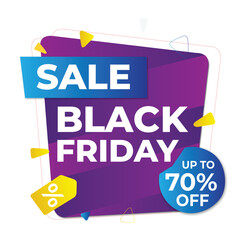 Set of Black friday sale tags stikers and labels for sale. Template for use in trade labels, stickers, discounts and price tags on paper or website. Vector illustration.