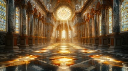 Fototapeta premium Cathedral Interior Detailed and dramatic interior of a grand cathedral,