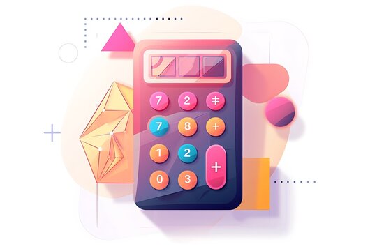 icon for math learning app featuring stylized calculator and geometric shapes.