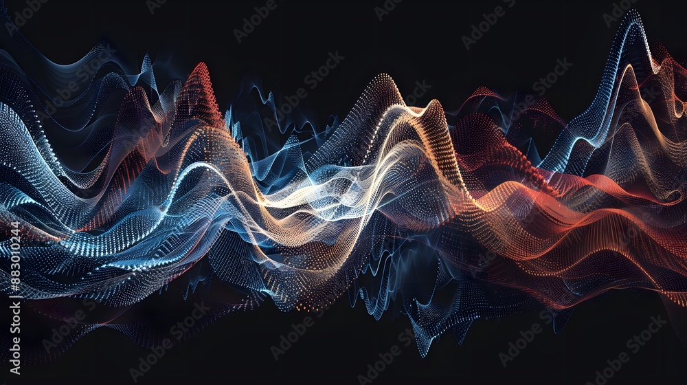 Poster waveforms: an abstract visualization of audio waveforms, each with unique harmonic content and chara