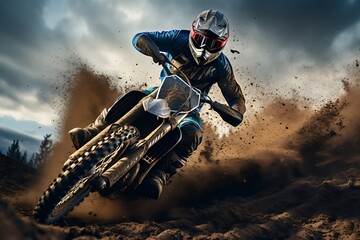 Motocross rider on the race. Extreme enduro race.