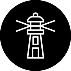 Lighthouse Vector Line White Circle Black