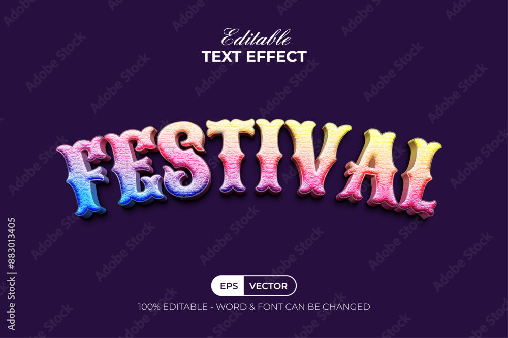 Poster festival text effect gradient textured style. editable text effect.