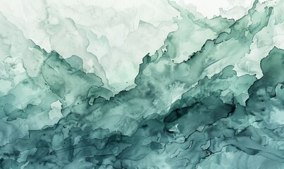 Obraz premium Pale gray blue green abstract watercolor drawing. Sage green color. Art background for design. Water. Grunge. Blot, Stein, daub, Generative AI