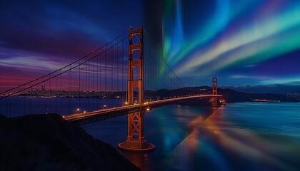Fototapeta premium AI generator image of water reflection of the beautiful northern lights, aurora