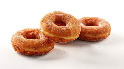 Festive Autumn Apple Cider Donuts, Appetizing Seasonal Dessert Concept for Advertising, White Background