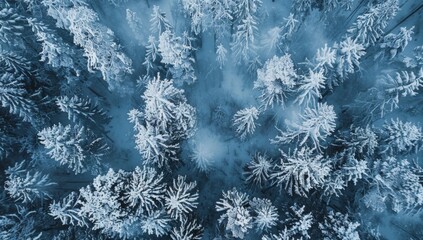a snow-covered forest, an endless blue winter landscape with snow-covered trees