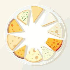 Assortment of Different Cheese Types on White Plate