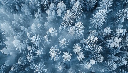 a snow-covered forest, an endless blue winter landscape with snow-covered trees