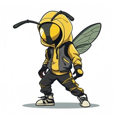 Wasp Sporty fashion cartoon isolated whitebackground
