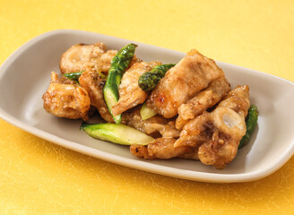 Crispy Fried Dragon Pork Belly served in dish isolated on background side view of hong kong fasfood