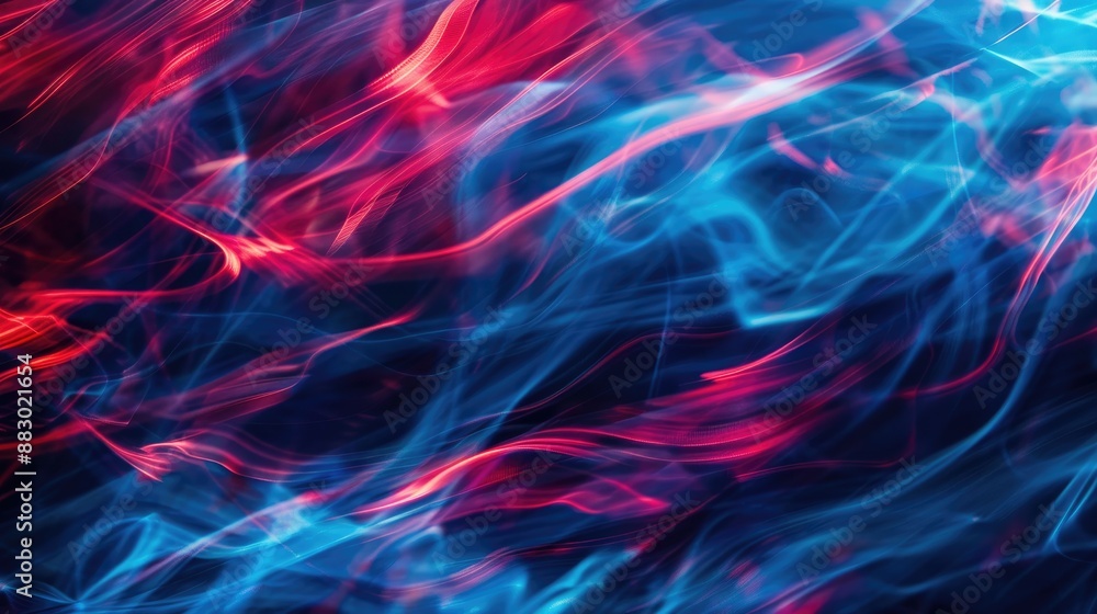 Aufkleber dynamic blue and red light streaks on a chaotic background for concepts of motion