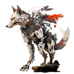 A cyborg dog in okami style