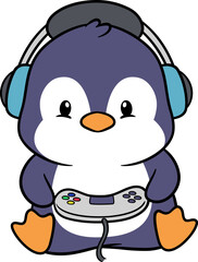 Attractive adorable penguin vector doing fun activities