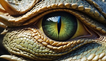 Naklejka premium Closeup view of dragon reptile eye