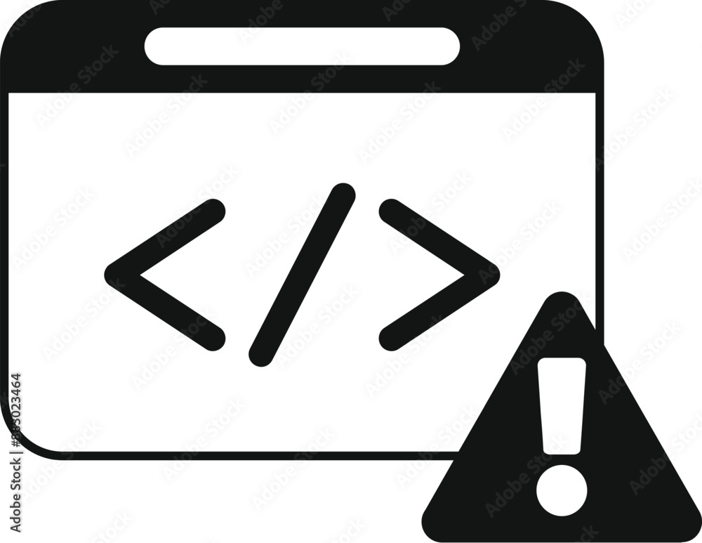 Poster web development error warning icon showing website glitch