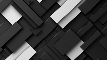 A black and white abstract wallpaper with geometric shapes for a modern, tech-inspired design