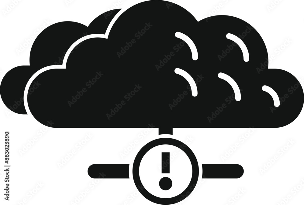 Poster cloud computing network error alert icon showing data loss concept for web, mobile and infographics