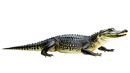 Naklejka premium Capture the raw power of nature with this high-quality stock image of a crocodile, perfectly isolated on a transparent background for versatile use in any project.