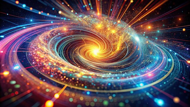Vibrant swirling data streams converge with AI particles, forming a mesmerizing digital vortex that symbolizes the fusion of technology and innovation for a futuristic user experience.