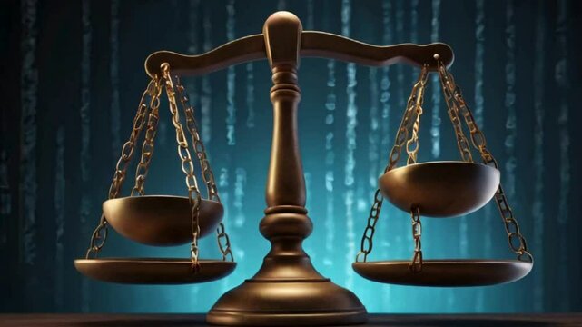 Scales of Justice with a Digital Background
