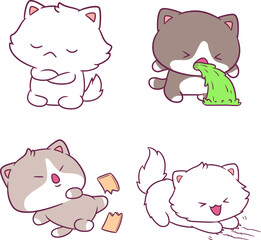 Adorable attractive cat vector doing its favorite activity