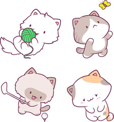 Adorable attractive cat vector doing its favorite activity