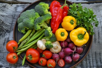 Plate of vibrant mixed vegetables, showcasing the beauty and variety of nutritious eating.