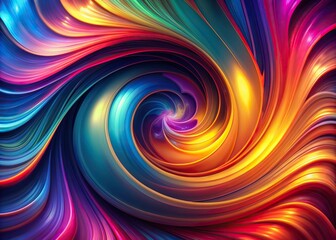 Obraz premium Vibrant gradient colors swirl together in a mesmerizing digital art piece, featuring twisted abstract shapes and fluid textures on a futuristic background.