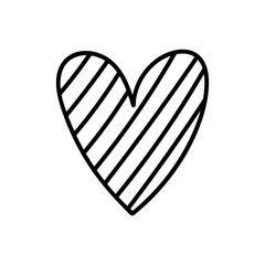 Cute doodle heart isolated on white background. Vector hand-drawn illustration. Perfect for Valentines Day designs, cards, decorations.