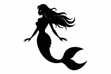 
mermaid silhouette vector, mermaid svg, mermaid icon design
