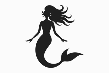 
mermaid silhouette vector, mermaid svg, mermaid icon design
