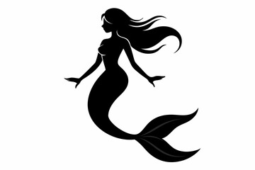 
mermaid silhouette vector, mermaid svg, mermaid icon design
