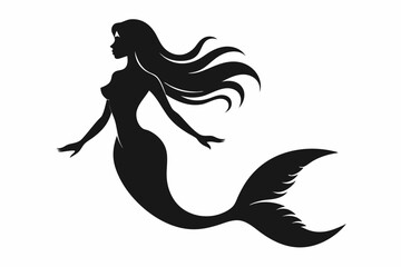 
mermaid silhouette vector, mermaid svg, mermaid icon design
