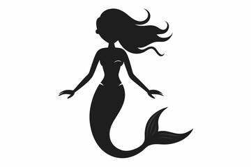 
mermaid silhouette vector, mermaid svg, mermaid icon design
