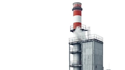 Industrial chimney on transparent background