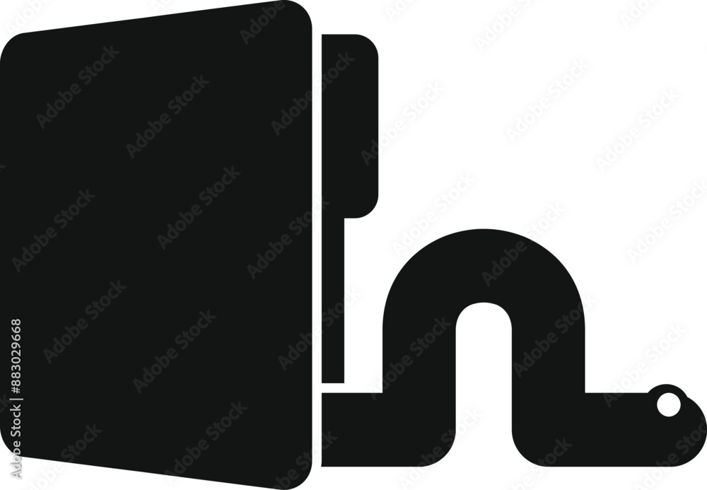 Poster black silhouette icon representing a computer virus entering an operating system through an internet