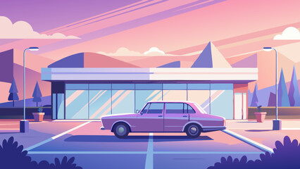 traffic in the city Car parked at outdoor parking lot. Used car for sale and rental service. Automobile parking area. Car dealership and dealer agent concept.