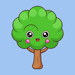 Tree cartoon character vector illustration