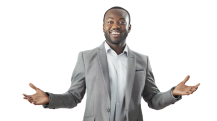 Businessman in formal suit with Obscured Face Gesturing Openly