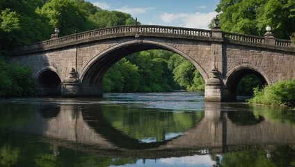Fototapeta premium An old stone bridge spanning a gently flowing river